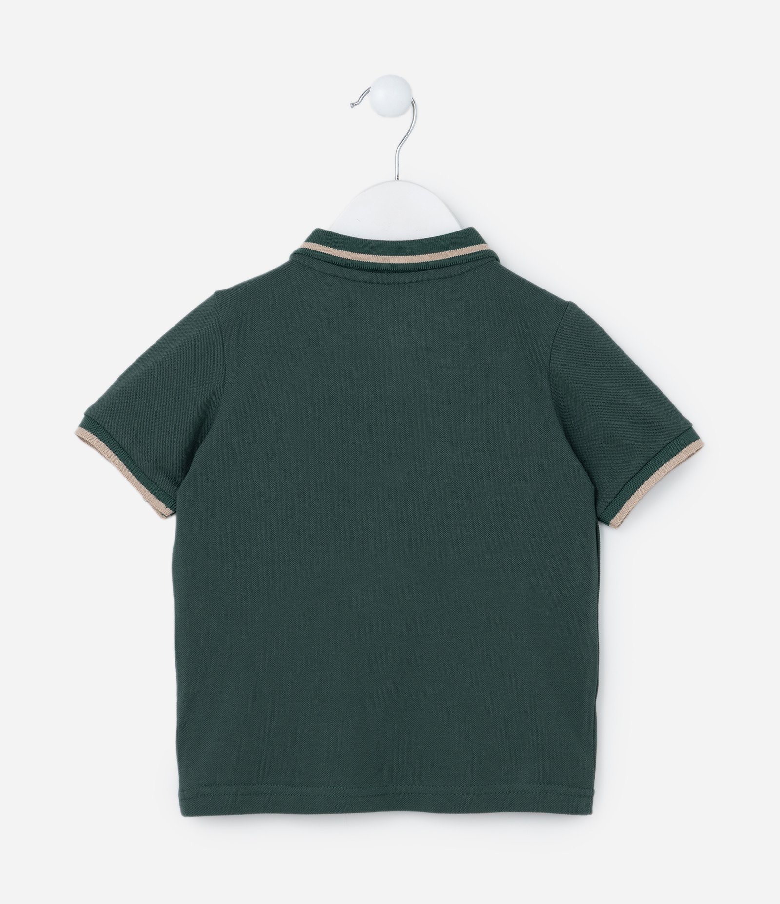 Conjunto Infantil com Polo Bordada e Bermuda em Sarja - 1 a 5/6 Anos Verde/Bege 3