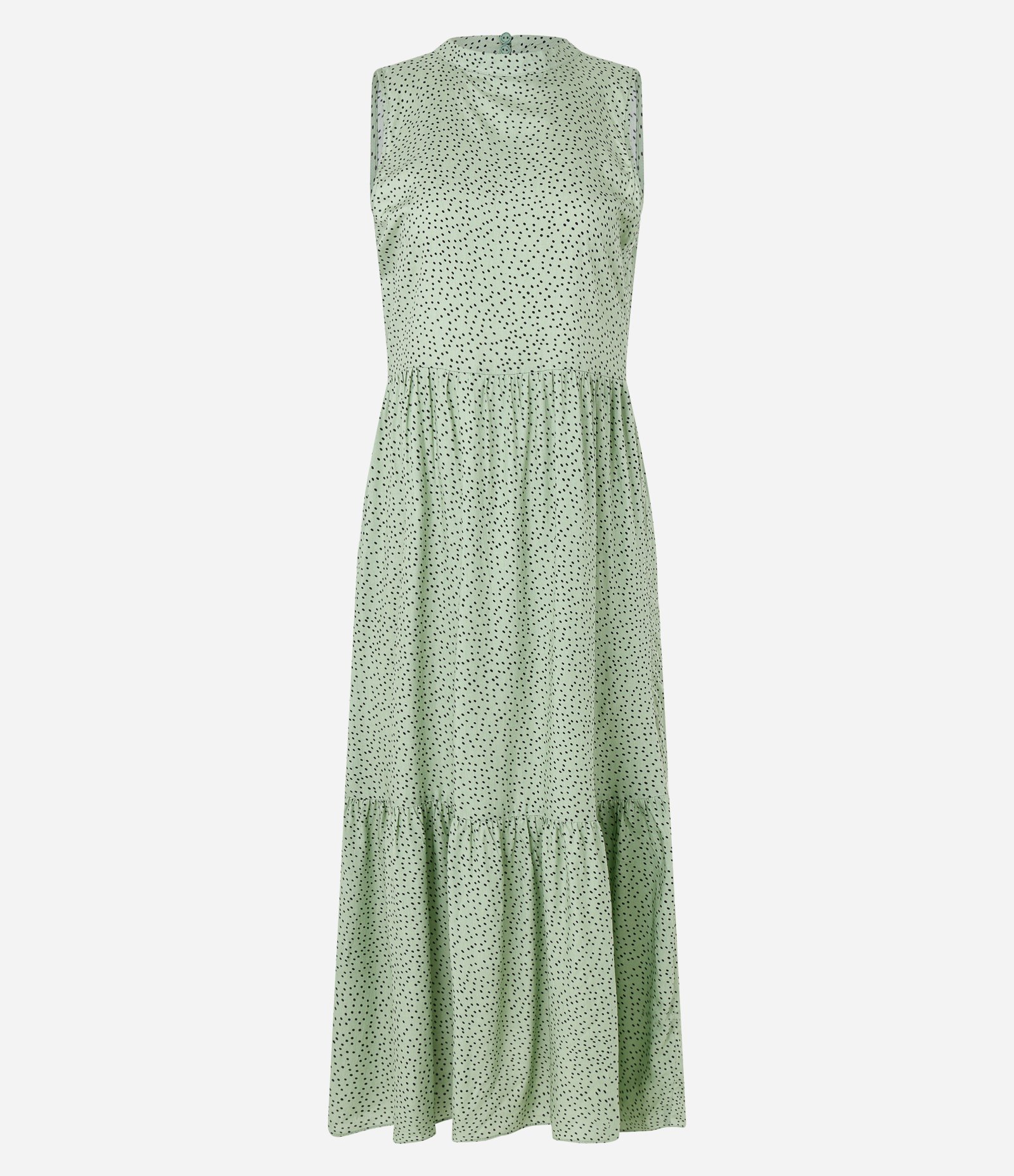 Vestido Evasê Midi em Viscose com Estampa Poá Verde 5