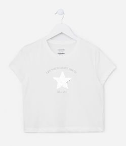 Camiseta Curta Infantil com Estampa de Estrelinha - Tam 5 a 14 Anos