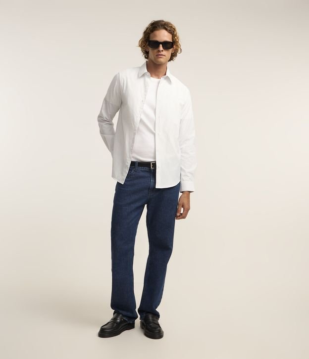 Camisa Regular em Tricoline com Estampa Mini Print