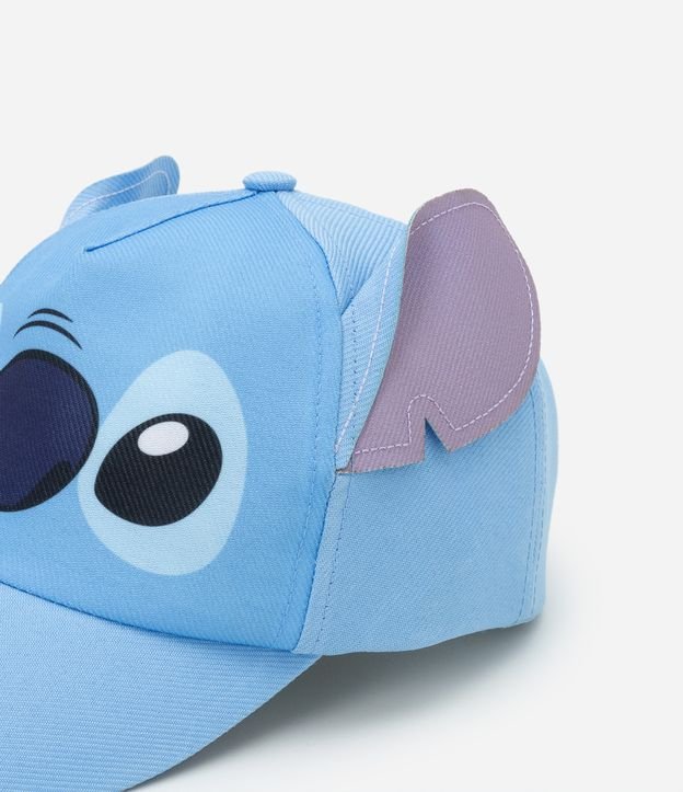 Boné Aba Curva Infantil com Estampa do Stitch e Orelhinhas - Tam U