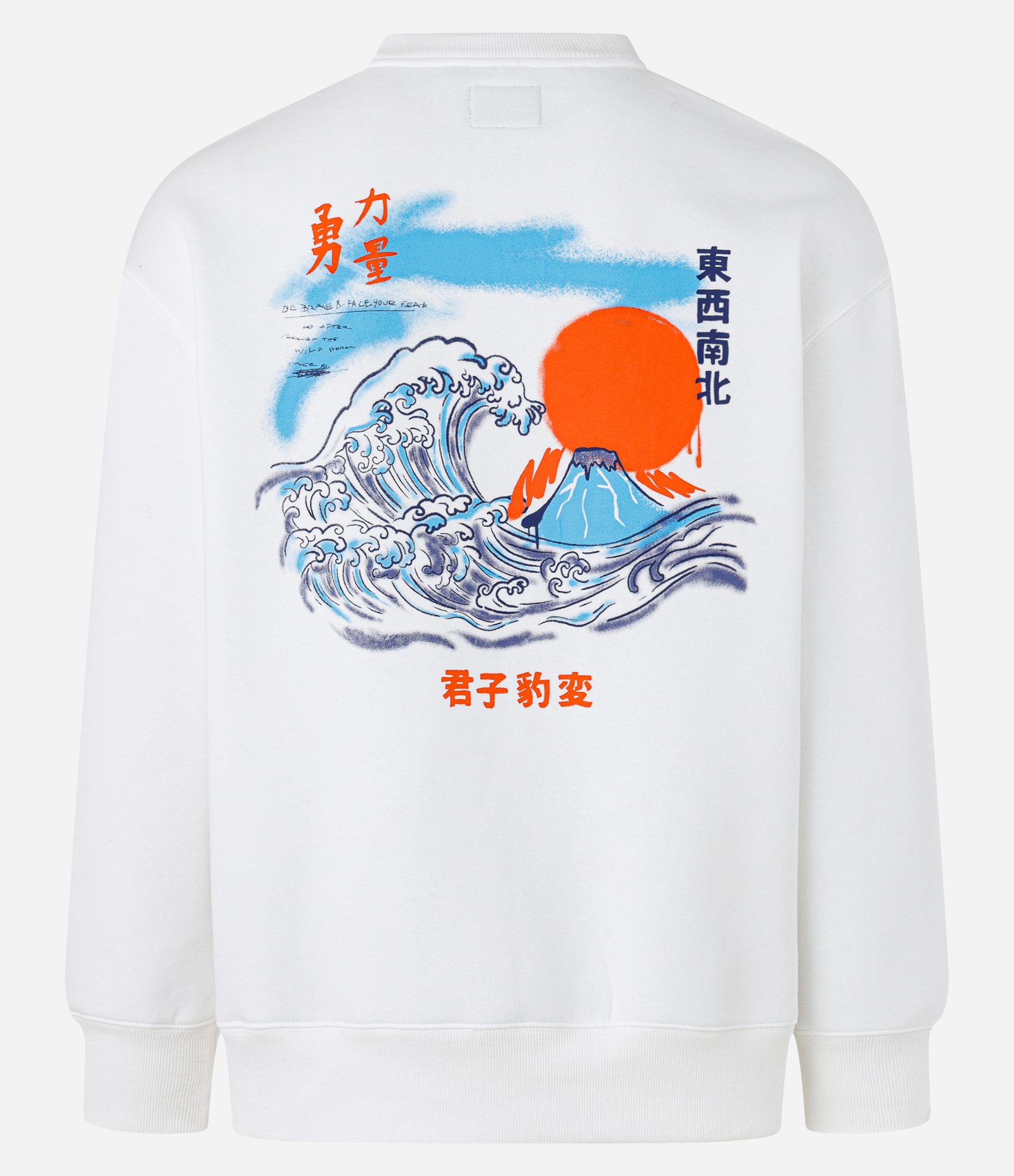 Blusão em Moletom com Estampa Lettering Oriental e Paisagem Branco 6