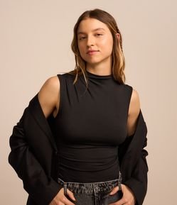 Blusa sem Manga em Jersey com Drapeados Laterais