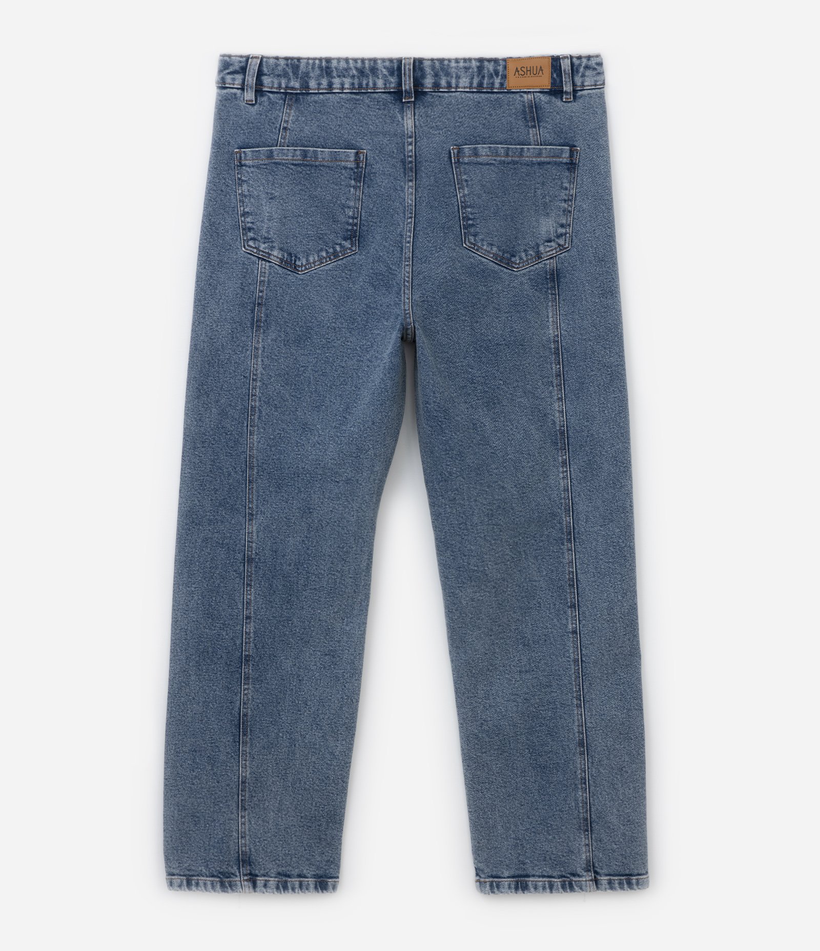 Calça Reta em Jeans com Recorte Frontal Curve & Plus Size Azul 8