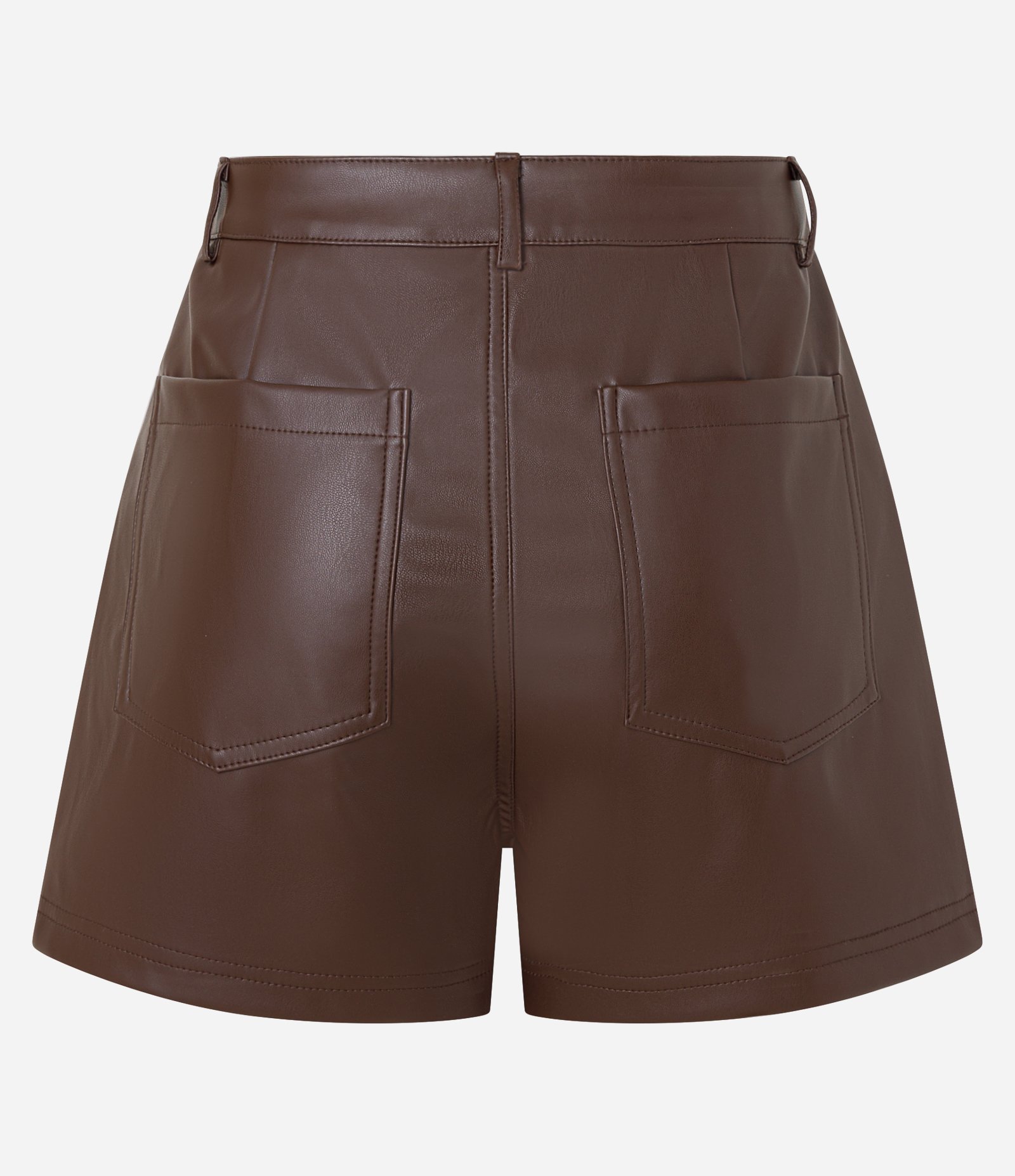 Short Saia em Material Sintético com Bolsos Marrom 6