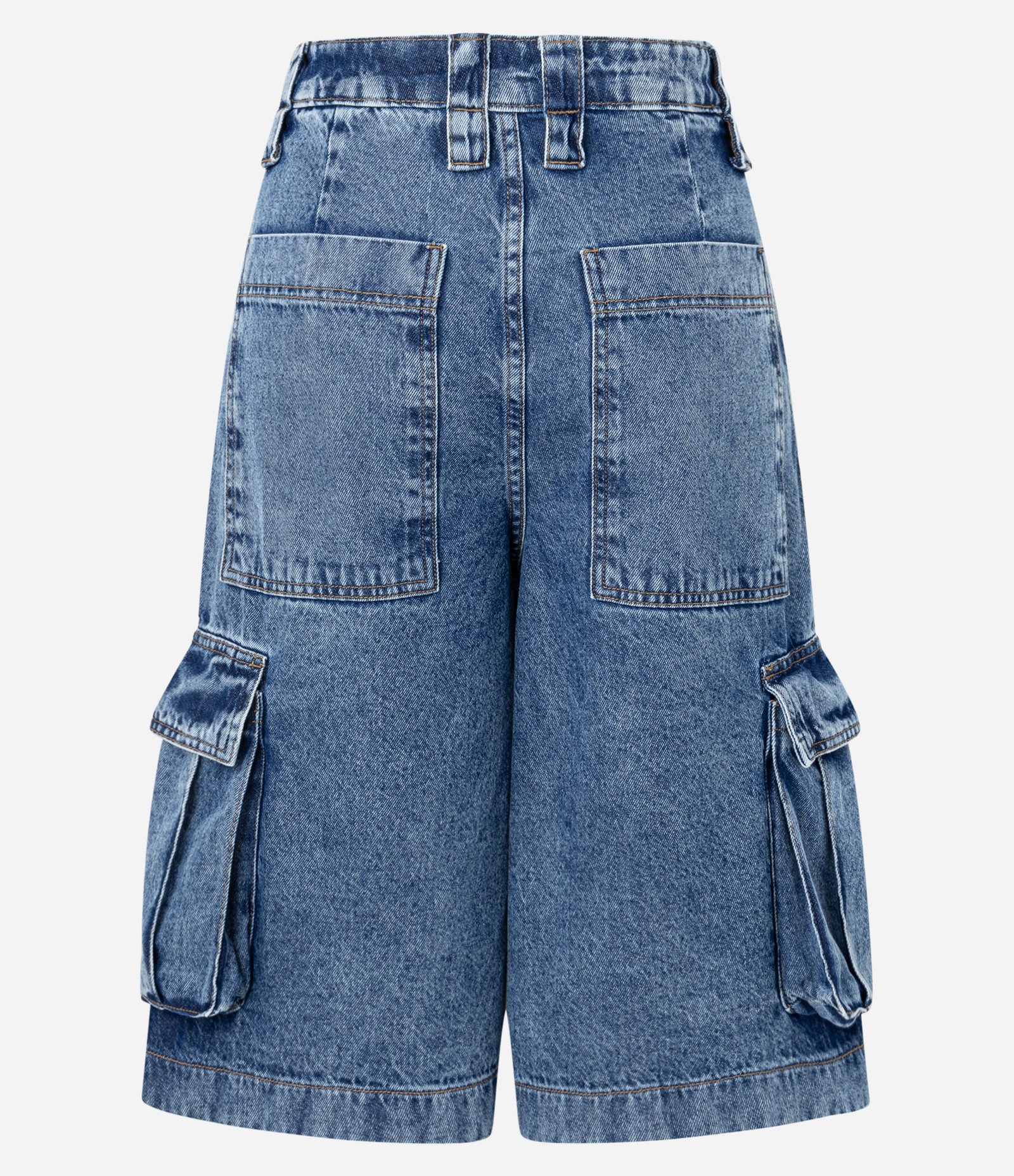 Bermuda Jorts em Jeans com Bolso Cargo Azul 6