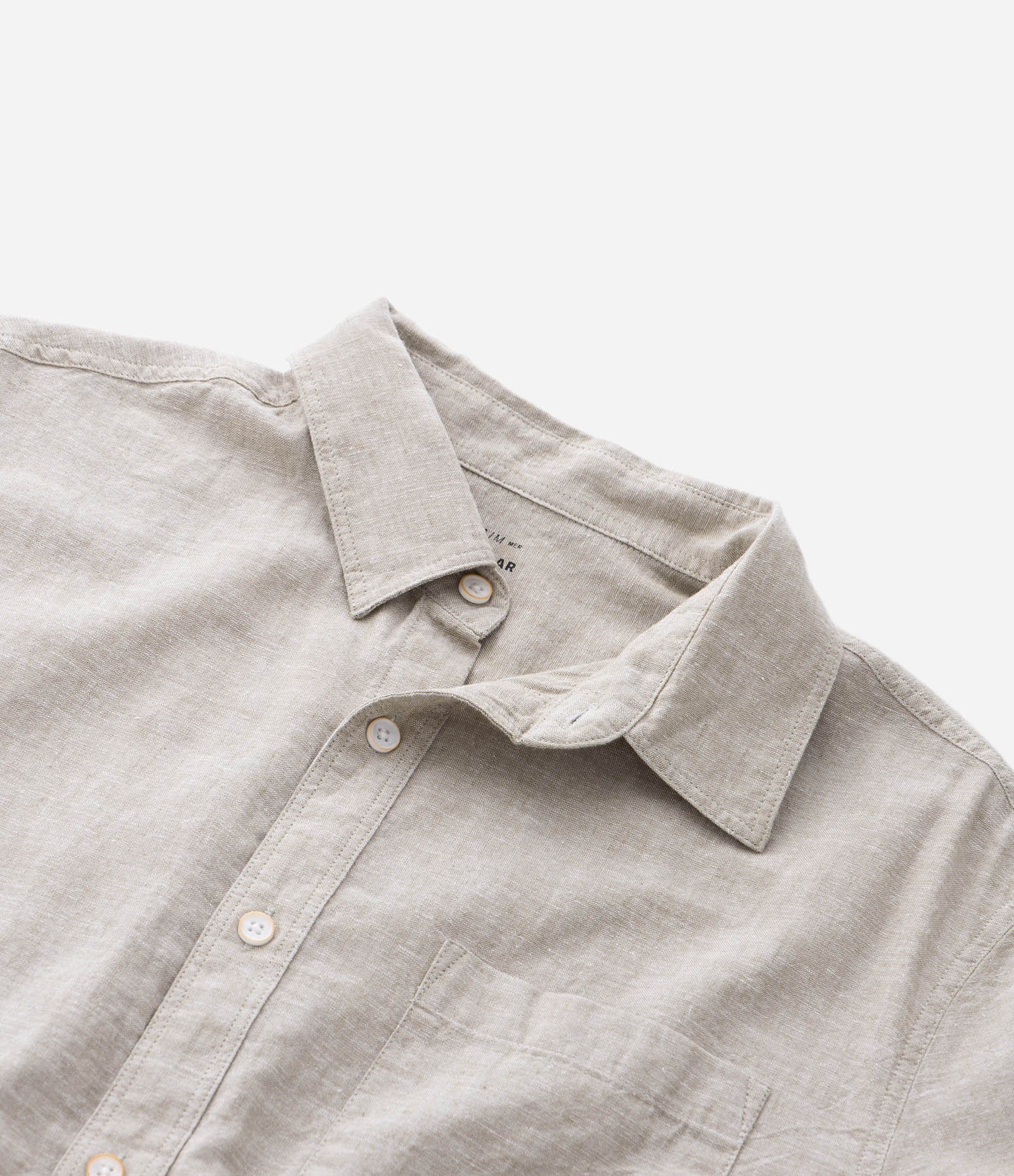 Camisa Comfort Básica em Linho com Bolso Frontal Verde Acinzentado 5