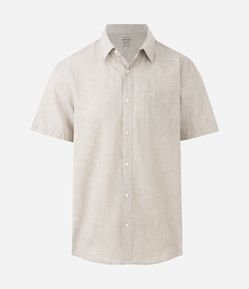 Camisa Comfort Básica em Linho com Bolso Frontal