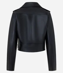 Jaqueta Biker em Pu com Zíper nos Bolsos