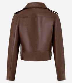 Jaqueta Biker em Pu com Zíper nos Bolsos