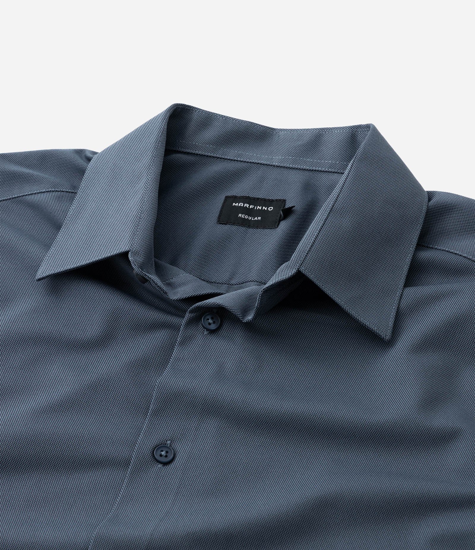 Camisa Regular em Tecnologia Dry Maquinetada Azul 7