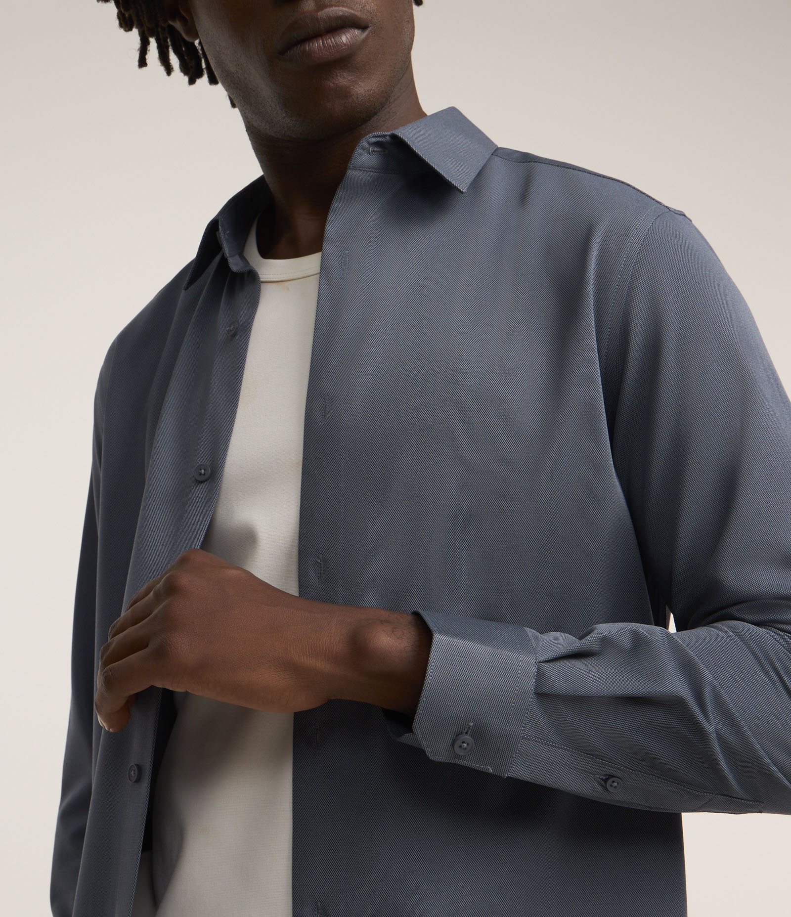 Camisa Regular em Tecnologia Dry Maquinetada Azul 3