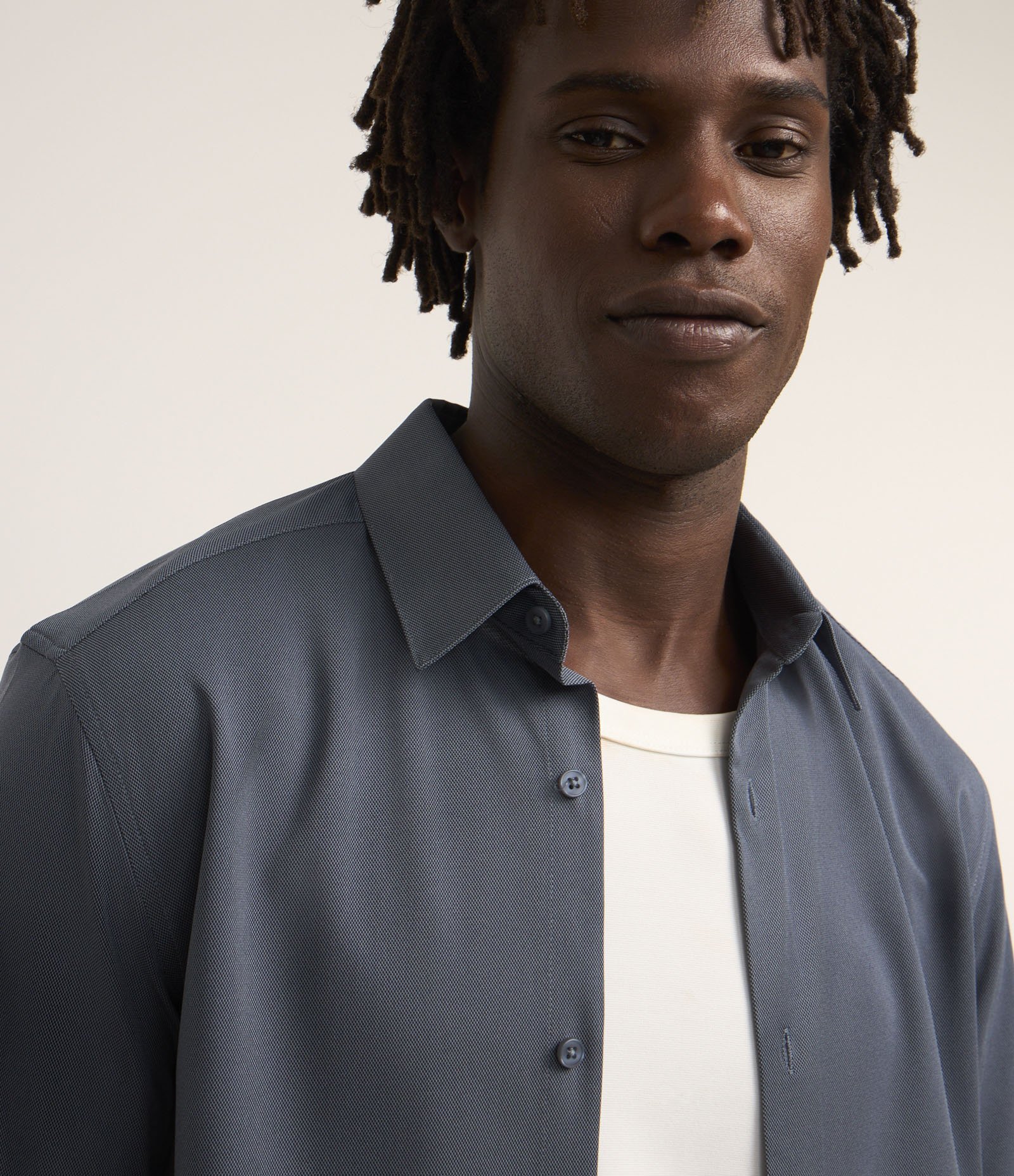 Camisa Regular em Tecnologia Dry Maquinetada Azul 4