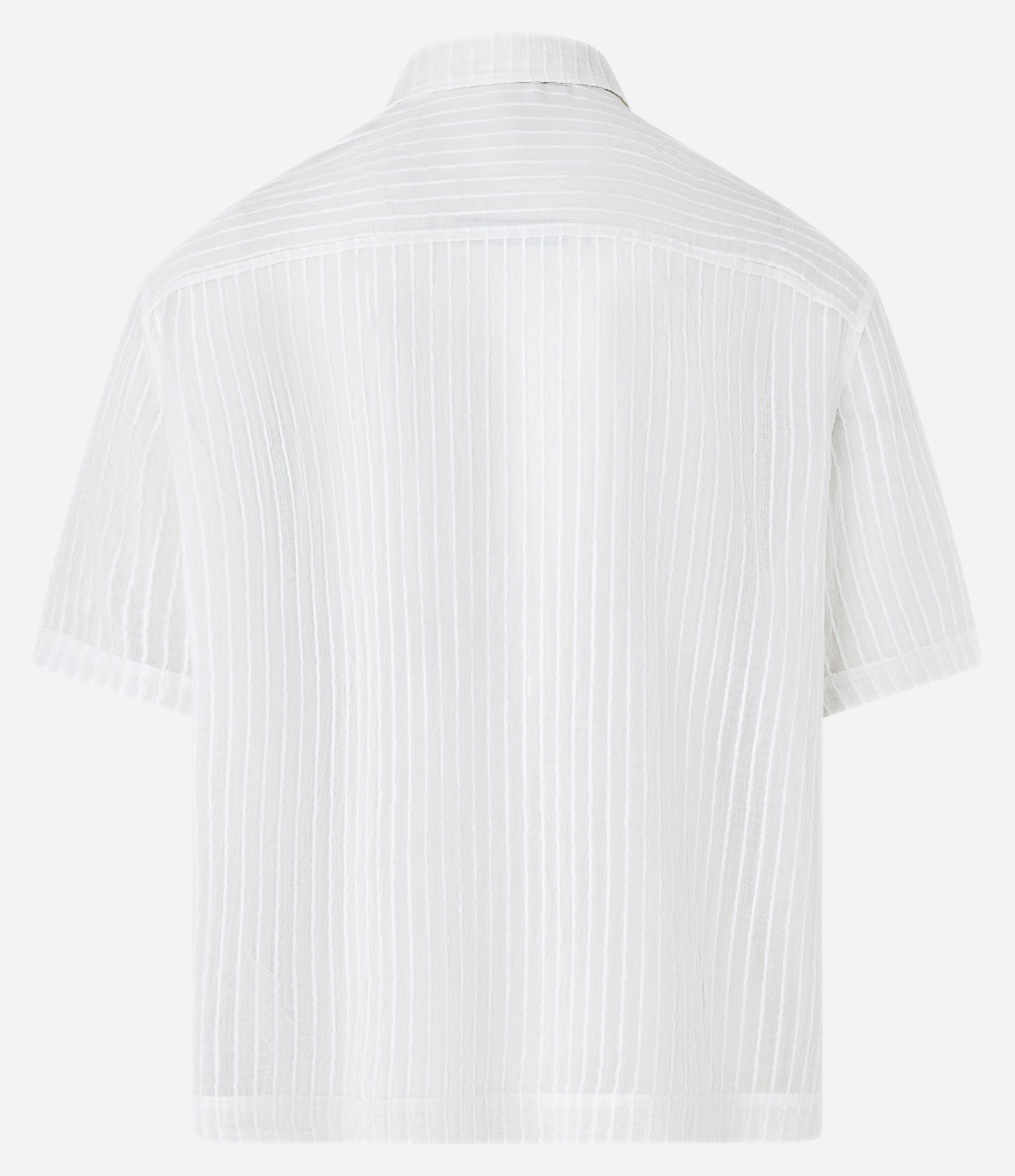 Camisa em Viscose Listrada com Textura e Transparência Branco 10