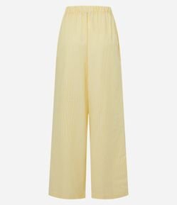 Calça Wide Leg em Tricoline com Listras em Fio Tinto