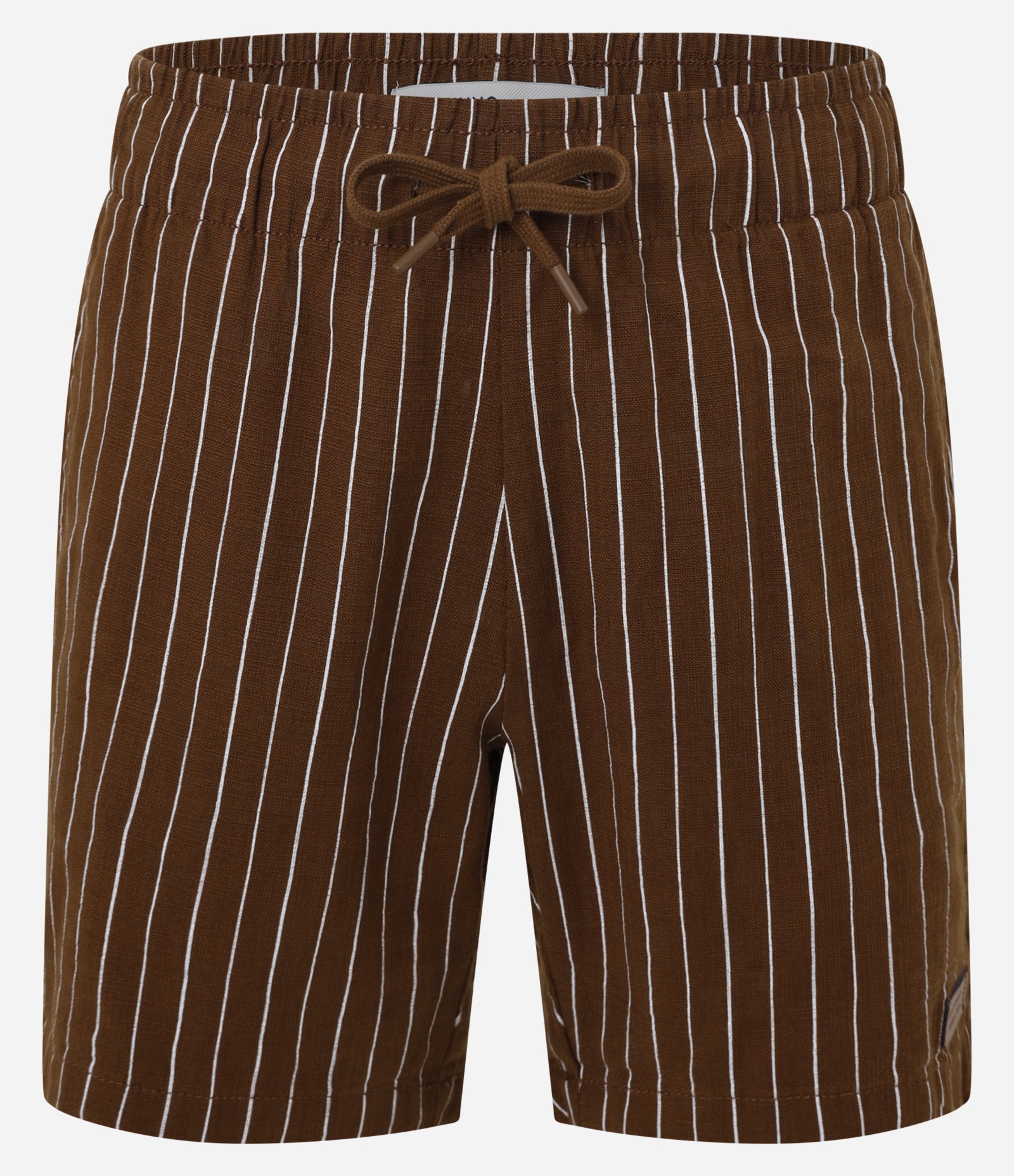 Bermuda em Algodão com Cós Elástico e Estampa Listrada Marrom 6