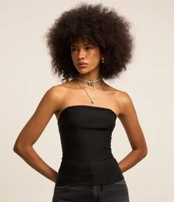 Blusa Tomara que Caia em Bengaline Corsetada