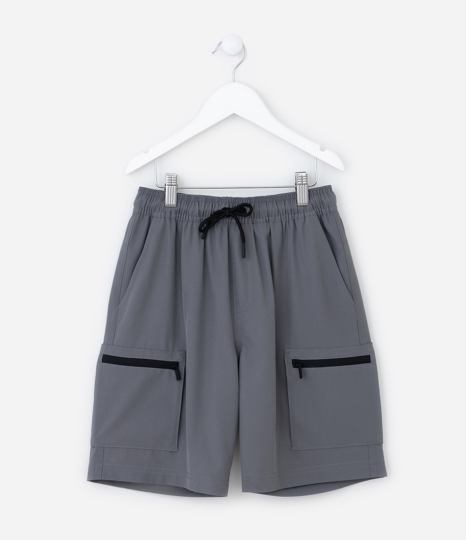 Bermuda Infantil com Bolsos Cargo - Tam 5 a 14 Anos Cinza 1