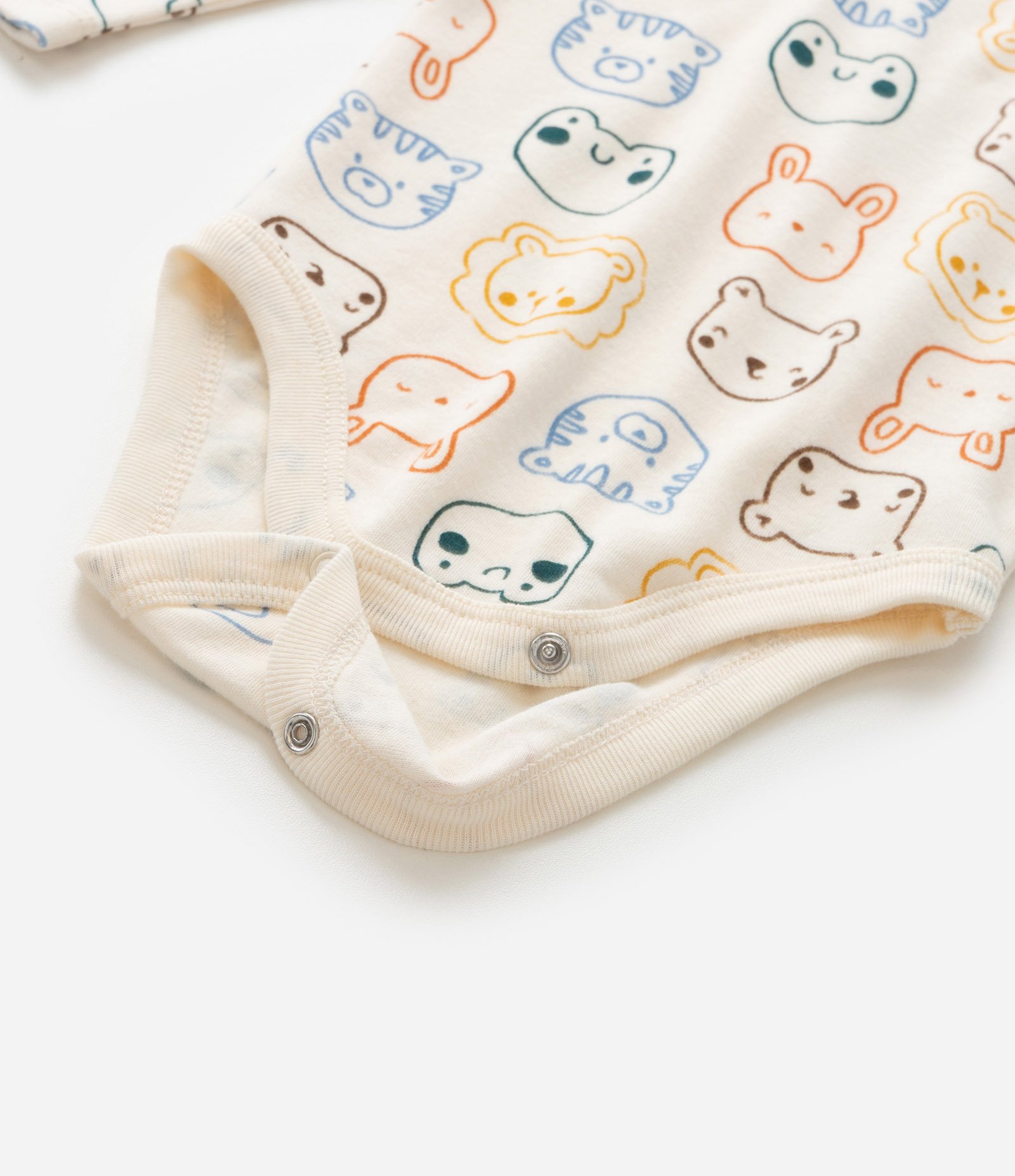 Conjunto Body e Calça em Suedine Estampa Bichinhos - Tam RN a 18 meses Off White/Verde 9