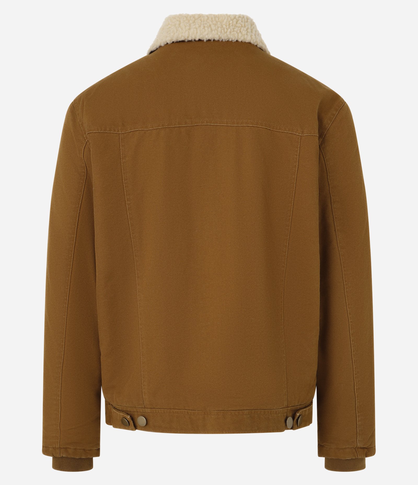 Jaqueta em Sarja com Pala e Gola com Sherpa Marrom 9