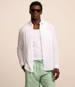 Camisa Regular em Voil com Textura Flamê