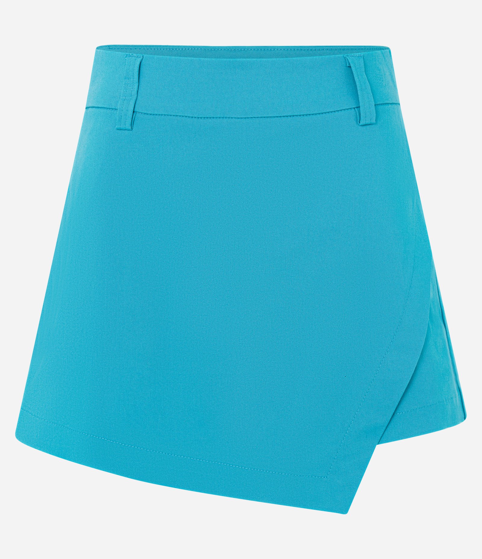 Short Saia em Bengaline Transpassado e Assimétrico Azul 5