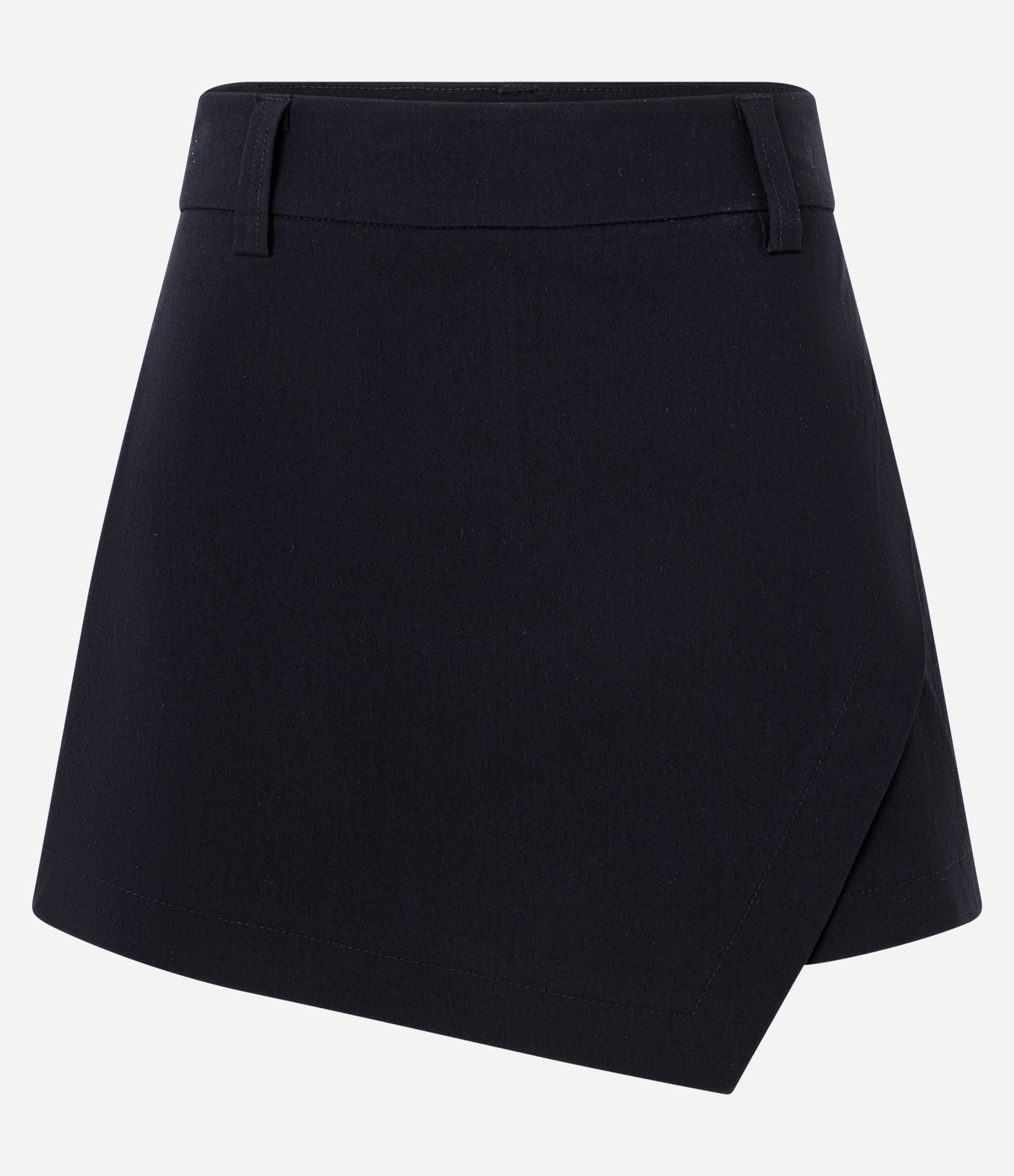 Short Saia em Bengaline Transpassado e Assimétrico Preto 5