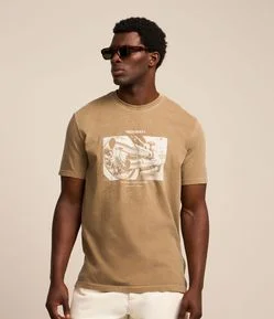 Camiseta Comfort em Algodão com Estampa Motocicleta e Estrada