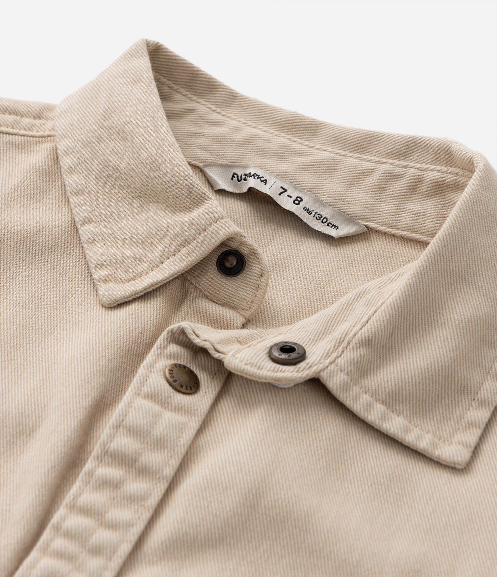 Camisa Overshirt Infantil em Sarja com Bolsos - Tam 5 a 14 Anos Bege 6