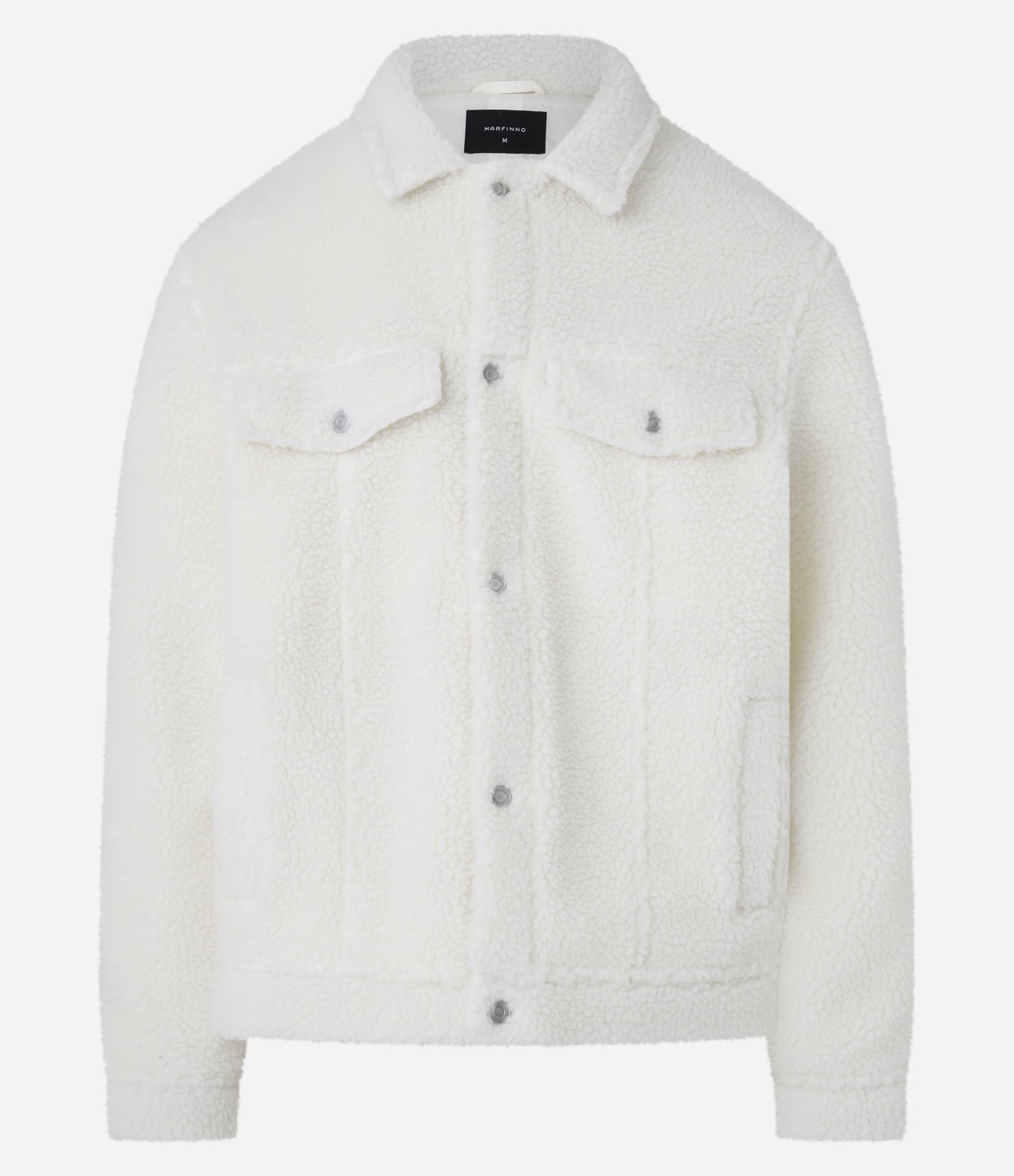 Jaqueta Trucker em Sherpa com Gola Lapela Branco 4
