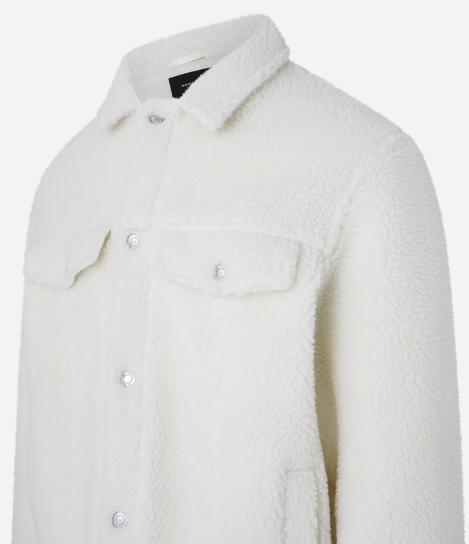 Jaqueta Trucker em Sherpa com Gola Lapela Branco 5