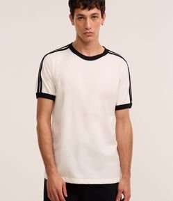Camiseta Regular em Algodão com Listras nos Ombros