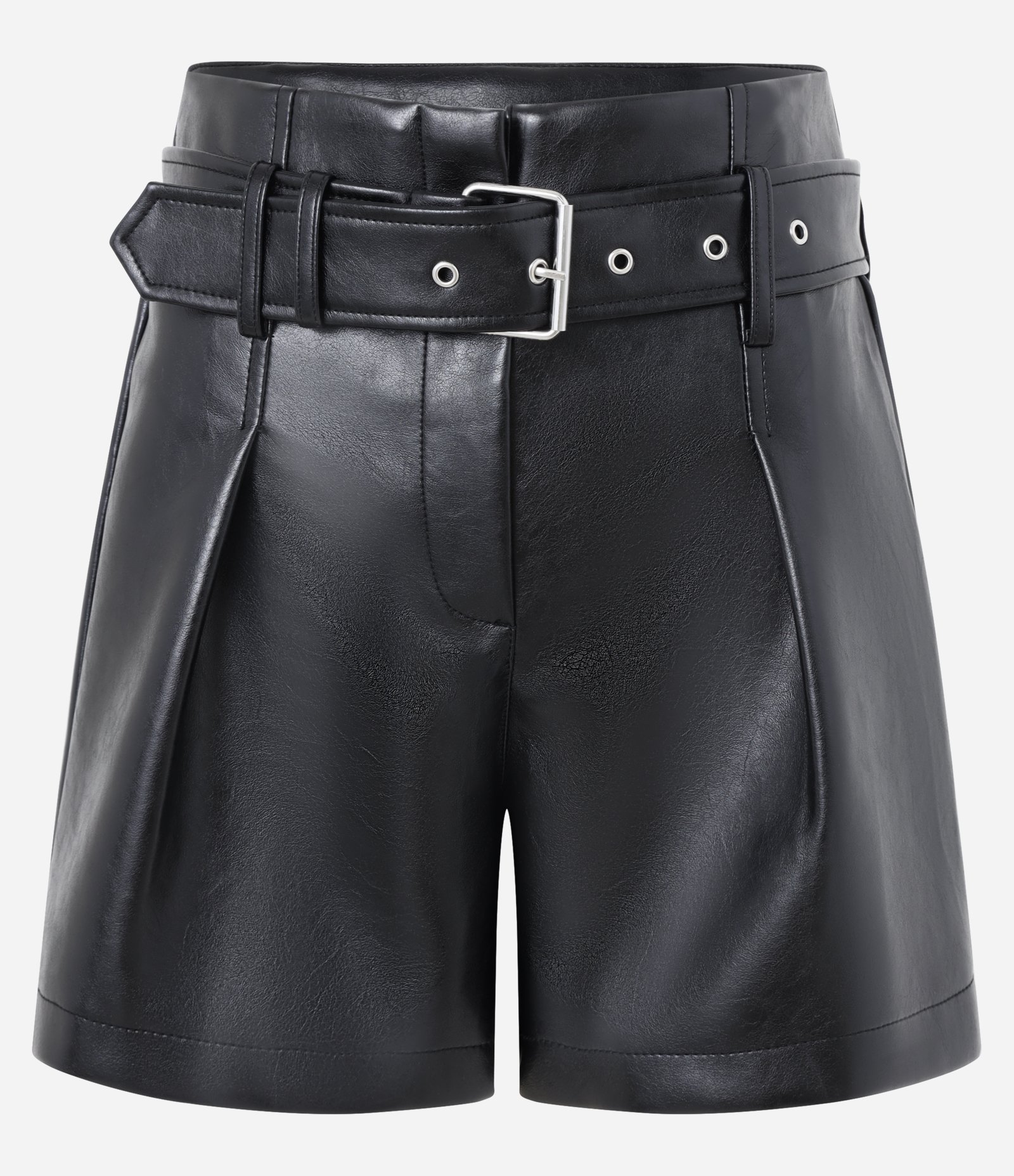 Short em Material Sintético com Cinto e Fivela em Metal Preto 6