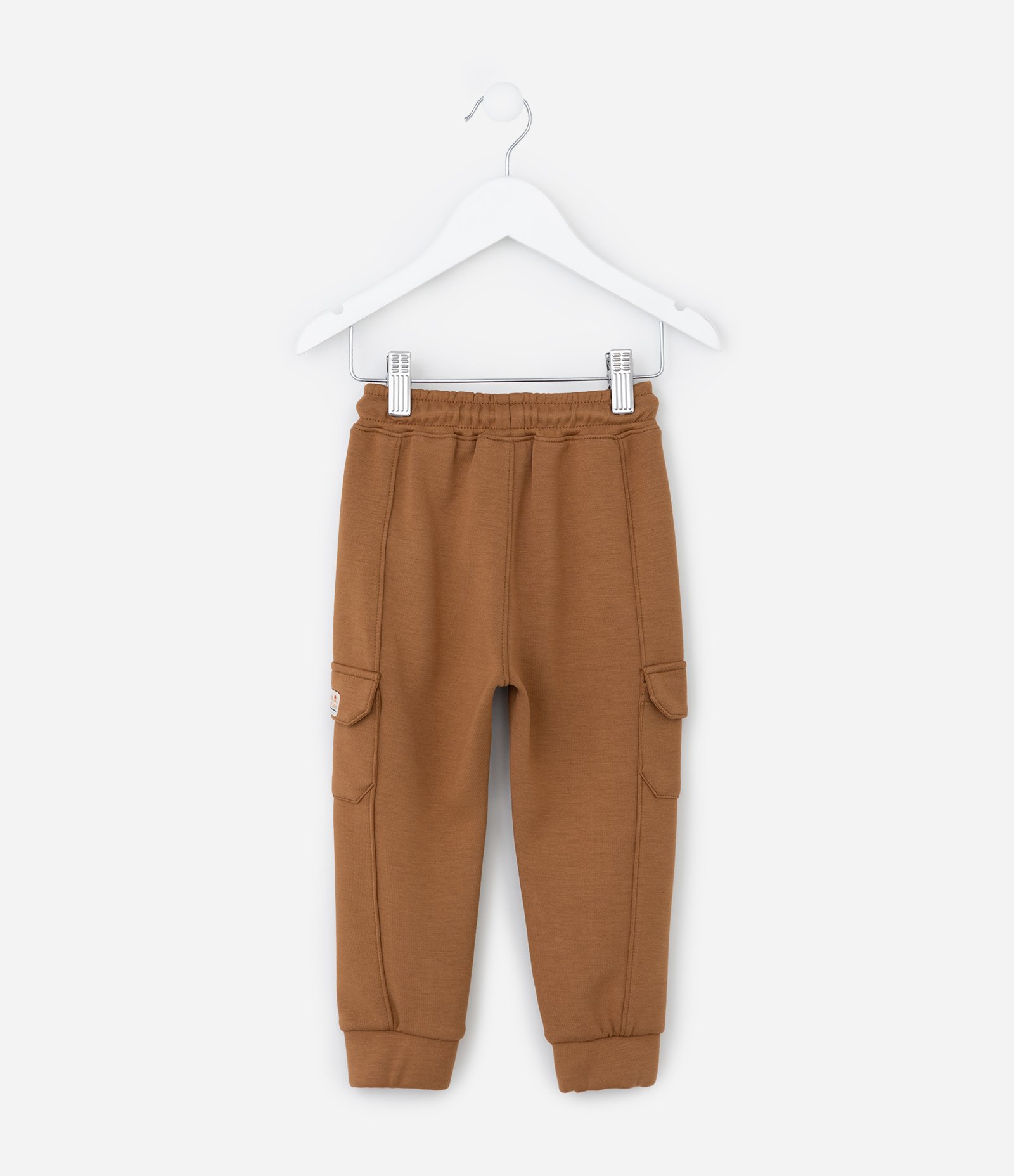 Calça Infantil com Bolsos Cargo e Recortes - Tam 1 a 5  Anos Marrom 2
