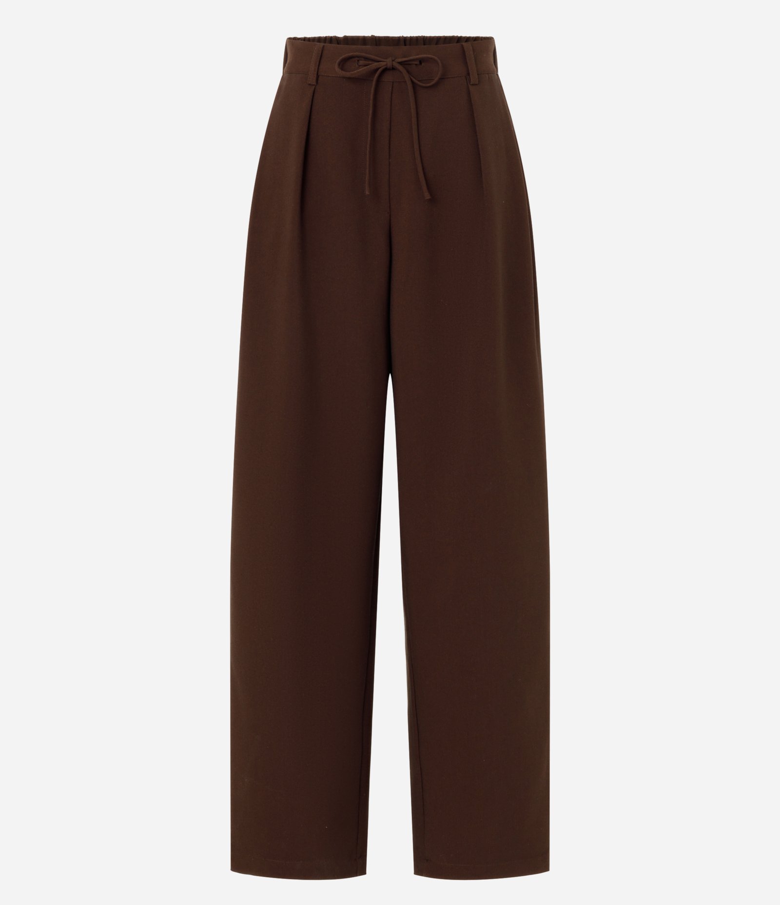 Calça Wide Leg em Alfaiataria e Amarração no Cós Marrom 6