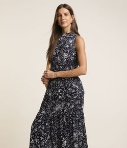 Vestido em Viscose com Estampa Poá