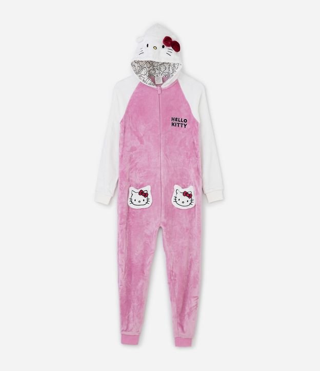 Pijama Jumper Infantil com Bordado Hello Kitty - Tam 4 a 14 Anos