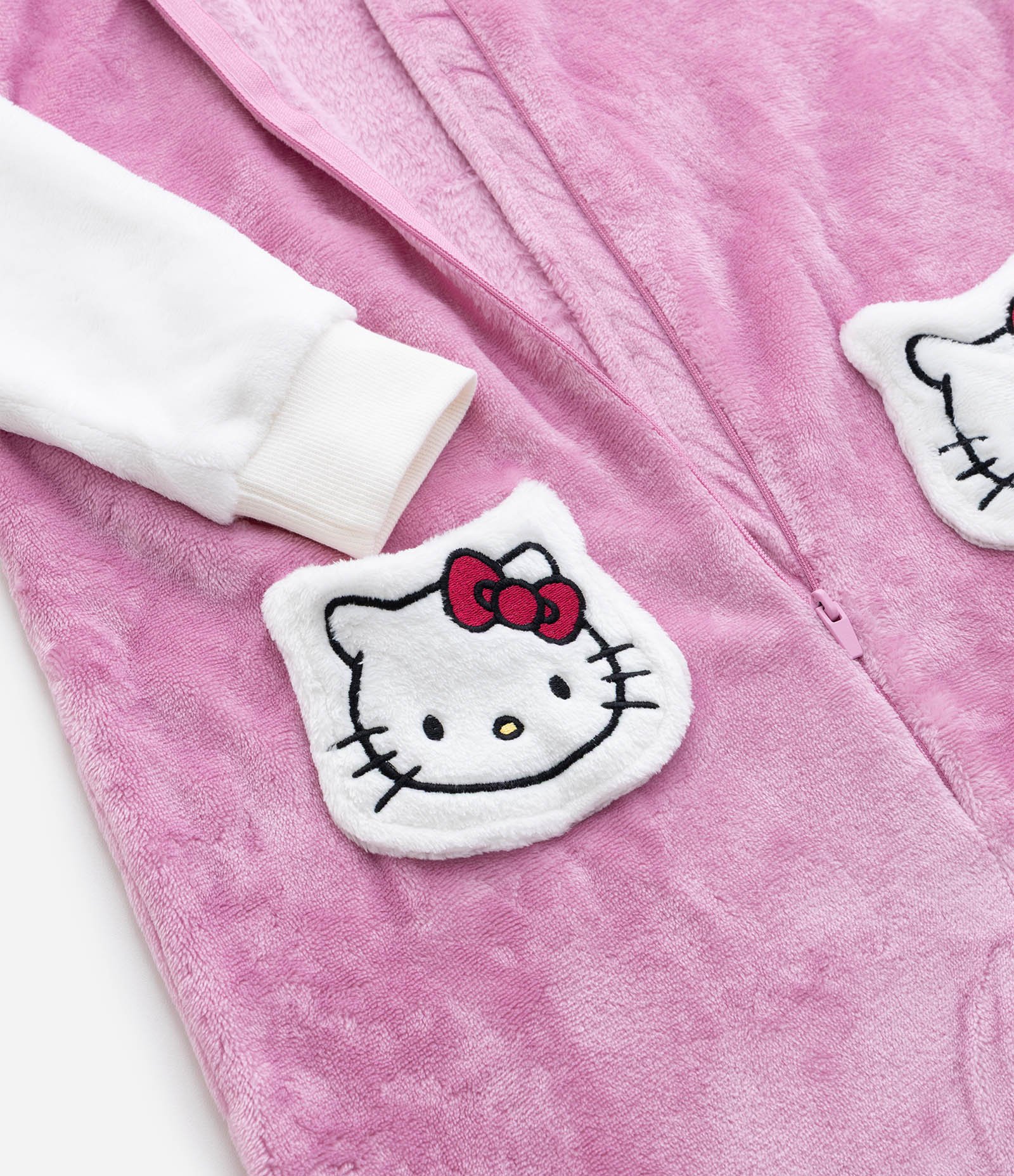 Pijama Jumper Infantil em Fleece com Bordado Hello Kitty - Tam 4 a 14 Anos Rosa 5