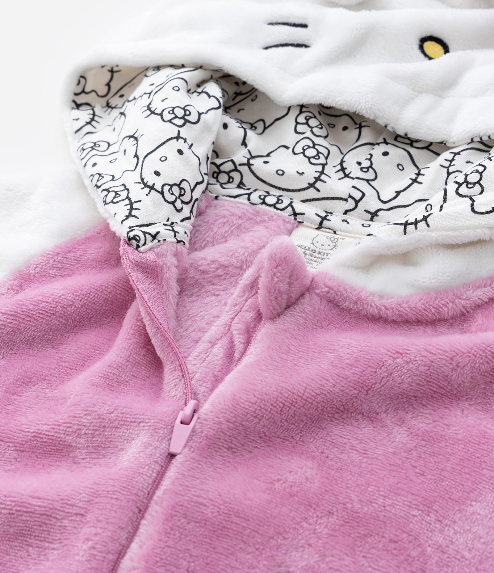 Pijama Jumper Infantil em Fleece com Bordado Hello Kitty - Tam 4 a 14 Anos Rosa 7
