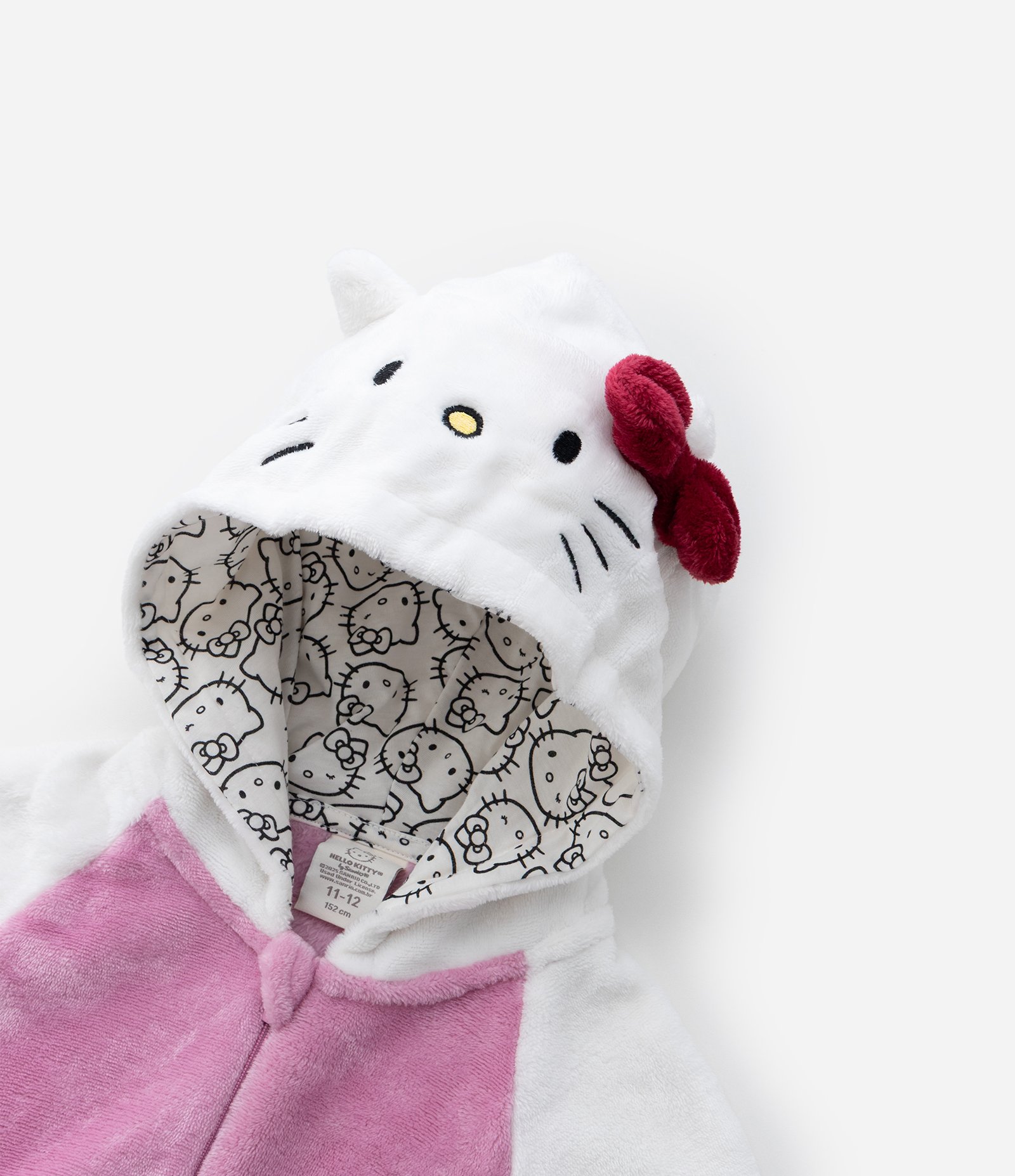 Pijama Jumper Infantil em Fleece com Bordado Hello Kitty - Tam 4 a 14 Anos Rosa 8