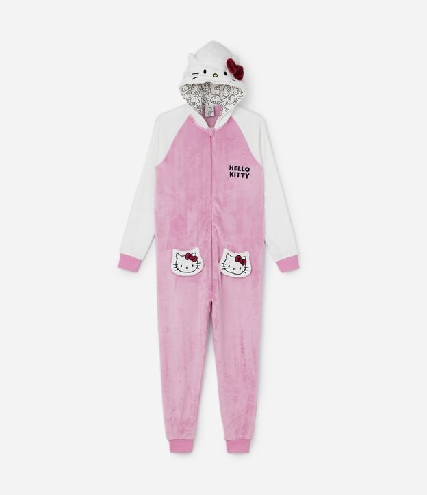 Pijama Jumper Infantil com Bordado Hello Kitty - Tam 4 a 14 Anos