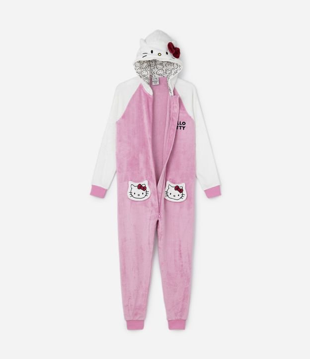 Pijama Jumper Infantil com Bordado Hello Kitty - Tam 4 a 14 Anos
