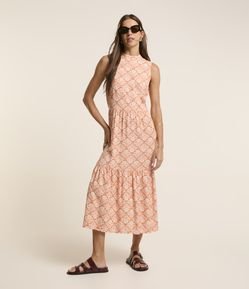 Vestido Evasê em Viscose Floral Liberty e Decote Halter