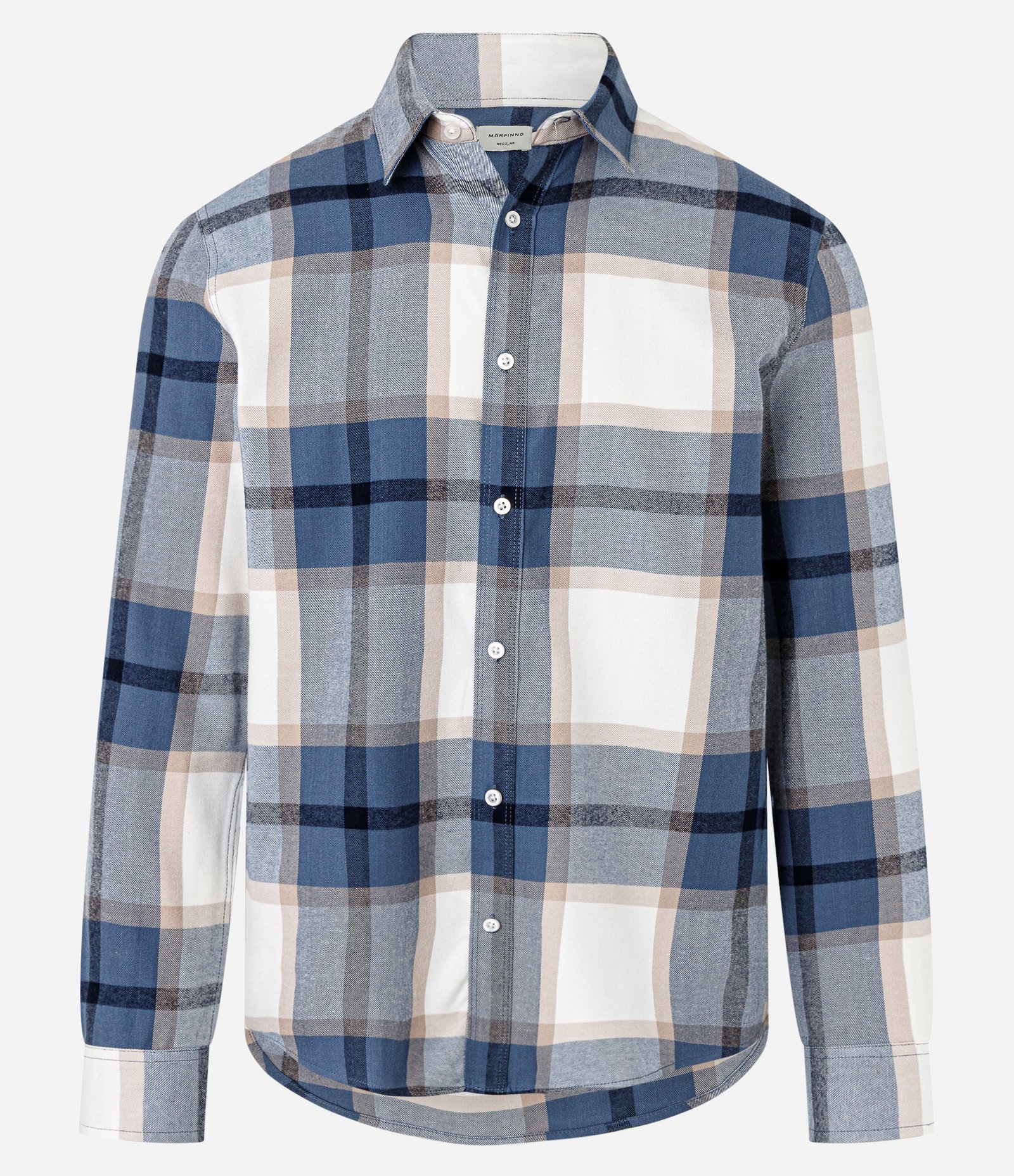 Camisa Manga Longa em Flanela Xadrez Azul 5