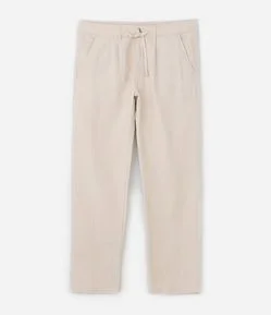 Calça em Algodão com Cós Elástico e Textura