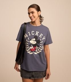 Camiseta Alongada em Algodão com Estampa Mickey