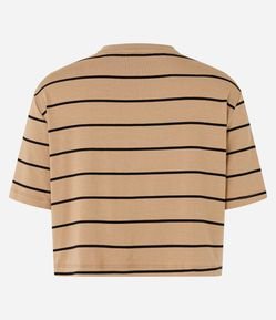 Blusa Boxy Cropped em Viscose com Listras