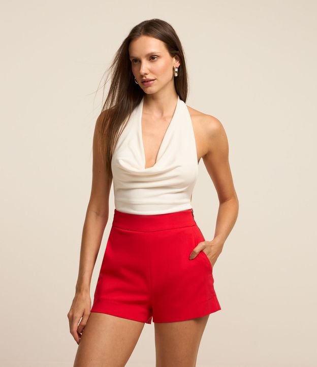Short em Bengaline com Zíper Tratorado na Lateral