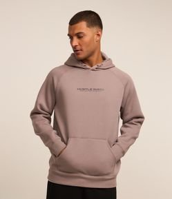 Blusão em Moletom com Estampa Lettering e Capuz
