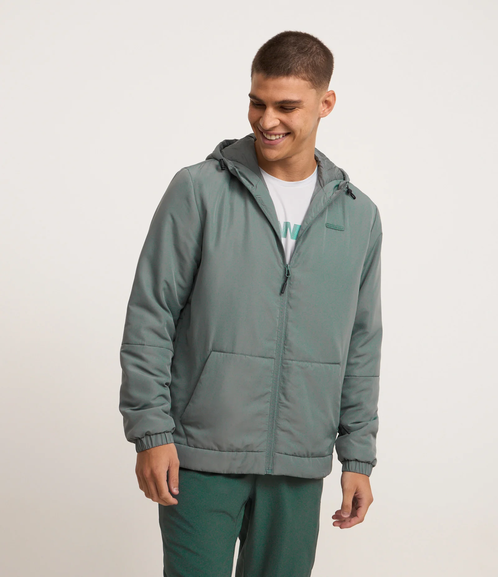 Jaqueta Esportiva com Capuz e Regulador Cinza 1